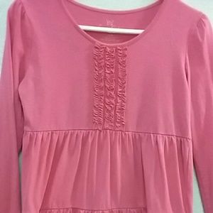 Girls pink ruffled long sleeve dress size XL 14-16